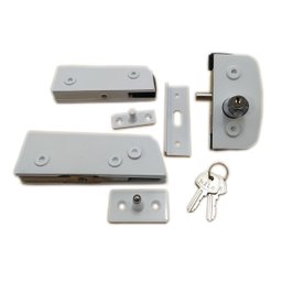 Kit ferragens para porta de vidro blindex pivotante + puxador tubular redondo 30x20cm - Branco - 3