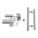Ver imagem 1 de Kit ferragens para porta de vidro blindex pivotante + puxador tubular redondo 30x20cm - Branco