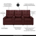 Ver imagem 4 de Poltrona Reclinável para Cinema Parma 3 Lugares Baú Usb Veludo Vinho Fh1 - D'Rossi
