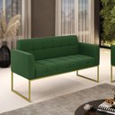 Ver imagem 6 de Sofá Namoradeira Elisa Suede Verde Base Metálica Industrial Dourada - D'Rossi