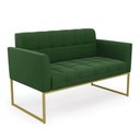 Ver imagem 1 de Sofá Namoradeira Elisa Suede Verde Base Metálica Industrial Dourada - D'Rossi