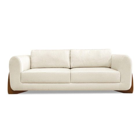Sofá 3 Lugares Base de Madeira Clarissa 220 Cm Linho S04 - D'Rossi Cor Grigio