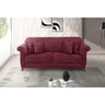 Sofá 3 Lugares 2,00 M Veludo Vinho Com Pés De Madeira E 2 Almofadas Antibes Zahav Estofados - 1