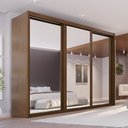 Ver imagem 1 de Guarda-Roupa Casal 3 Portas Espelhadas de Correr 6 Gavetas MDF Palissy Marrom/Âmbar