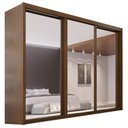 Ver imagem 2 de Guarda-Roupa Casal 3 Portas Espelhadas de Correr 6 Gavetas MDF Palissy Marrom/Âmbar