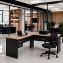 Ver imagem 1 de Mesa de Escritório em L 160x60cm com Gaveta + Cadeira de Escritório Ergonômica