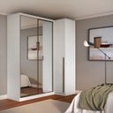 Ver imagem 1 de Guarda Roupa de Canto Porta de Correr 3 Portas 2 Espelhos Mdf Altezza Trend Belmax:branco