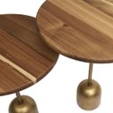 Ver imagem 2 de Conjunto Mesas Laterais em Madeira e Metal Dourado - 2pçs