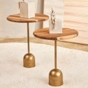Ver imagem 3 de Conjunto Mesas Laterais em Madeira e Metal Dourado - 2pçs