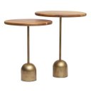 Ver imagem 1 de Conjunto Mesas Laterais em Madeira e Metal Dourado - 2pçs