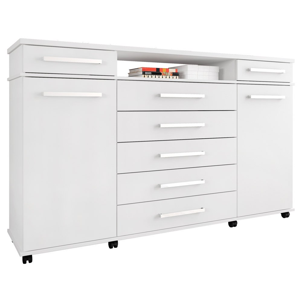 Cômoda Para Quarto 2 Portas 7 Gavetas London D02 Branco - Mpozenato Menor preço em Cômoda Para Quarto 2 Portas 7 Gavetas London D02 Branco - Mpozenato