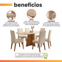 Ver imagem 5 de Conjunto Sala de Jantar Mesa 1,60m com Vidro Anjos 6 Cadeiras Linho Milano Viero Madeirado - Creme