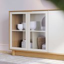 Ver imagem 7 de Buffet Aparador Gunga Decorativo 160cm Mdf Portas de Vidro Offwhite/freijó G73 - Gran Belo