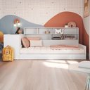 Ver imagem 1 de Cama Solterio Infanto Juvenil com Escrivaninha para Estudo e Estante Branco - Completa Móveis