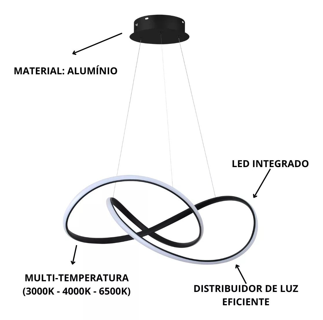 Lustre Pendente Novadedor:preto - 7