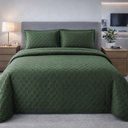 Ver imagem 1 de Cobre Leito Balle Casal Queen 3 Peças Colcha Cama Verde