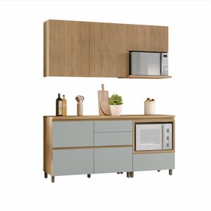 Cozinha Modulada Rainha com 4 Peças 4 Portas 5 Gavetas Ripado em Mdf 190cm de Largura Nesher