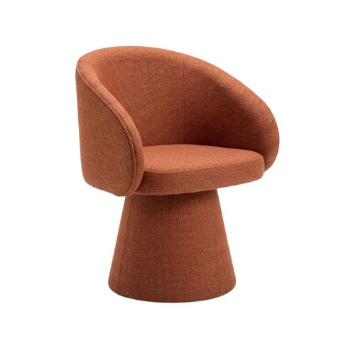 Ancona Poltrona Decorativa Estofada com Base em Madeira Moderna Hope Linho Terracota