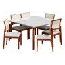 Conjunto Sala De Jantar Mesa Ester 135x135 Madeira Maciça 06 Cadeiras Ana Jequitibá Móveis Ester/Ana - 1