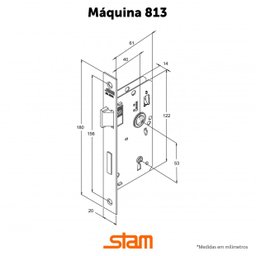 Fechadura Porta Interna 813/35 Roseta Quadrada Escovado Broca 40mm Stam - 3