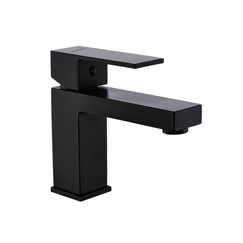 Torneira Banheiro Monocomando Quadrada Baixa Preta