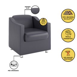 Poltrona para Recepção Clínica Médica - Balaqui Decor Cor:courino Cinza - 3