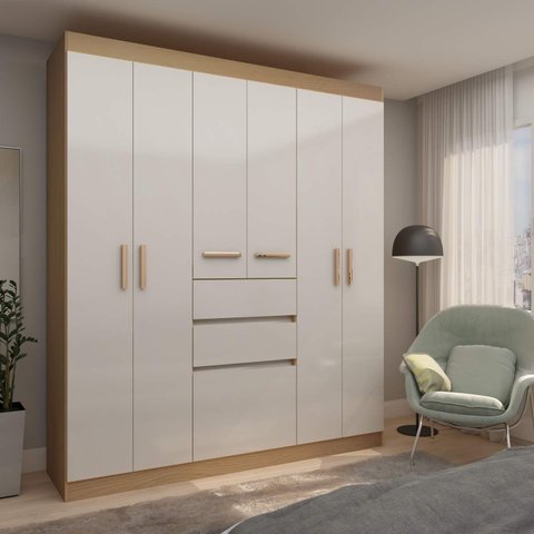 Guarda Roupa Roupeiro com 7 Portas e 2 Gavetas Berna 0647 Genialflex