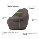 Ver imagem 3 de Poltrona Orgânica Kaira com Mesa Lateral Esquerda Base Fixa Titânio Bouclé Marrom - Nexta Casa