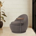 Ver imagem 2 de Poltrona Orgânica Kaira com Mesa Lateral Esquerda Base Fixa Titânio Bouclé Marrom - Nexta Casa