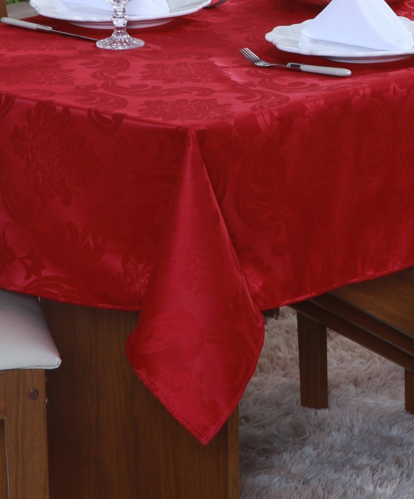 Toalha de Mesa 4 Lugares Sala de Jantar Jacquard Lisa 1,50m x 1,40m:Marsala - 1