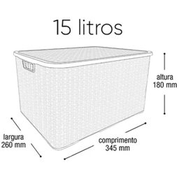6 X Caixa Organizadora Plástica Rattan 15 Litros com Tampa - 2 6 X Caixa Organizadora Plástica Rattan 15 Litros com Tampa - 2