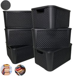 6 X Caixa Organizadora Plástica Rattan 15 Litros com Tampa - 9 6 X Caixa Organizadora Plástica Rattan 15 Litros com Tampa - 9