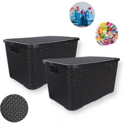 6 X Caixa Organizadora Plástica Rattan 15 Litros com Tampa - 10 6 X Caixa Organizadora Plástica Rattan 15 Litros com Tampa - 10