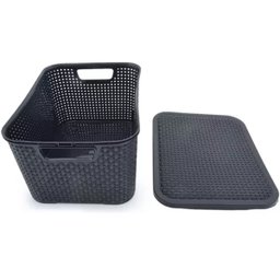6 X Caixa Organizadora Plástica Rattan 15 Litros com Tampa - 8 6 X Caixa Organizadora Plástica Rattan 15 Litros com Tampa - 8