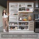 Ver mais imagens de Armário de Cozinha Compacta 190cm com Cristaleira Agata Madesa Branco Crema