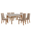 Ver imagem 2 de Mesa de Jantar Liz 180cm Tampo MDF Vidro Canto Copo com 6 Cadeiras Carolina