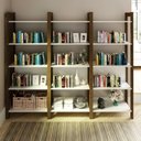 Ver imagem 1 de Kit 3 Estantes para Livros 15 Prateleiras Biblioteca Az Premium Espresso Móveis Branco/Nogal