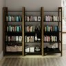 Kit 3 Estantes para Livros 15 Prateleiras Biblioteca AZ Premium Espresso Móveis - 1