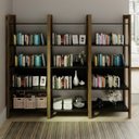 Ver imagem 1 de Kit 3 Estantes para Livros 15 Prateleiras Biblioteca Az Premium Espresso Móveis Preto/Nogal