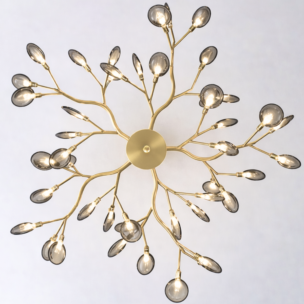 Lustre Teto 85cm Ramos de Árvore 45 Leds Luminária Metal Dourado Gimpo Ra-45-gold-ash - 3