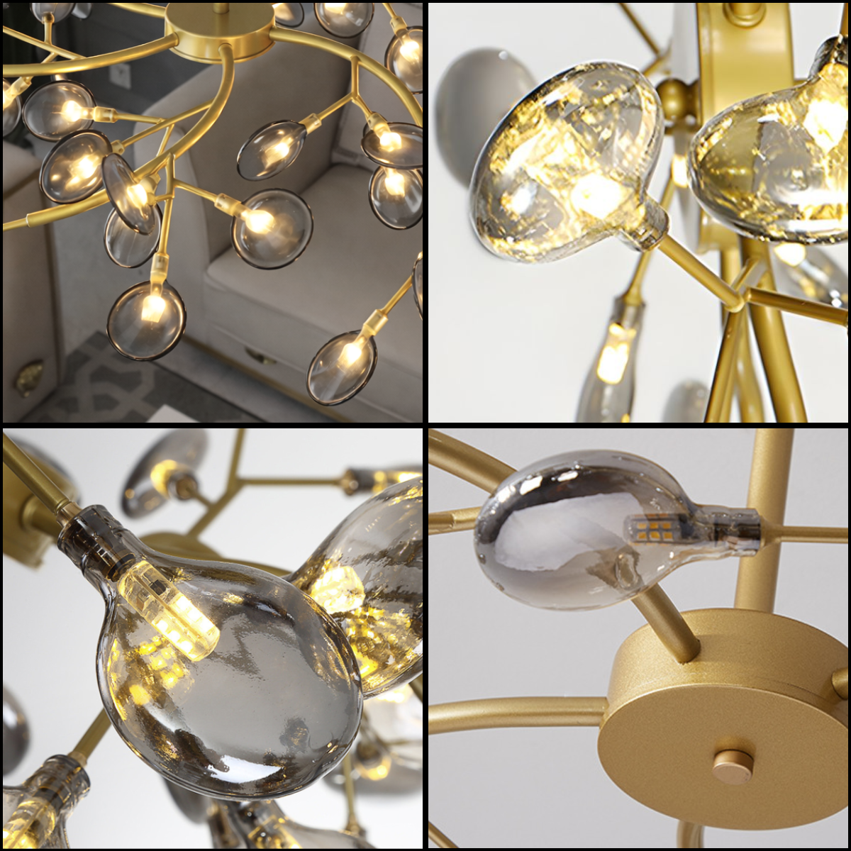Ver imagem 5 de Lustre Teto 85cm Ramos de Árvore 45 Leds Luminária Metal Dourado Gimpo Ra-45-gold-ash