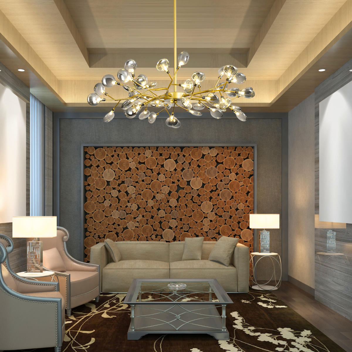 Ver imagem 6 de Lustre Teto 85cm Ramos de Árvore 45 Leds Luminária Metal Dourado Gimpo Ra-45-gold-ash