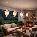 Ver imagem 5 de Kit 8 Pendentes Bivolt Internos Externos Brancos Luminárias de Teto Lustre Dital Modena