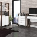 Ver imagem 7 de Kit 3 Estantes para Livros Az Biblioteca 6 Portas Premium Espresso Móveis Branco/Nogal