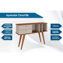 Aparador de Sala Jantar Elis 2 Gavetas 3 Nichos Savana c/ Off White - Cimol - 2