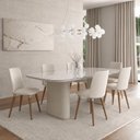 Ver imagem 1 de Conjunto de Jantar Mesa Off White Lintz 6 Cadeiras Dakota - Linho Off White - Linked 02