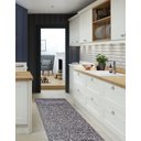 Ver imagem 1 de Tapete Passadeira Emborrachada Pvc Antiderrapante 0,65x3,00m Textura Branco Preto