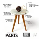 Ver imagem 3 de Mesa Lateral Redonda com Vidro Off White Pés em Madeira Maciça 100% MDF 50x40cm Marrom