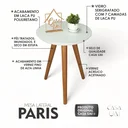 Ver imagem 3 de Mesa Lateral Redonda com Vidro e Pés Palito Branco em Madeira Maciça 100% MDF 50x40cm Marrom