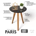 Ver imagem 3 de Mesa Lateral Retrô com Vidro Preto 100% MDF 50x40cm Marrom